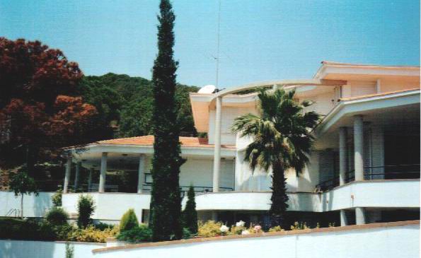Detalle de Pérgola Curva y Palmeras